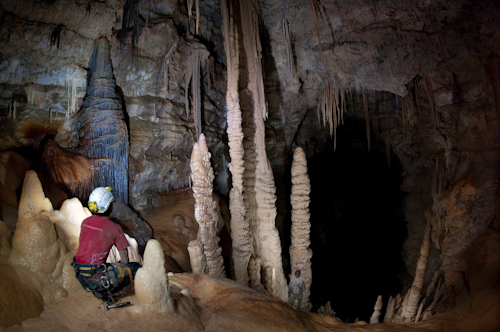 La grande Sala delle Cinque Colonne, esplorata nell’ultima punta al Puercoespin. (foto V. Crobu)